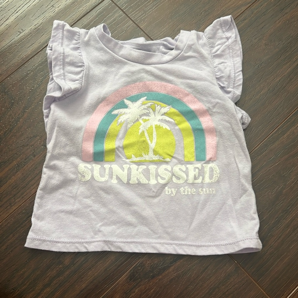 Grayson mini baby girls lavender‎ palm tree rainbow tee size 12 months